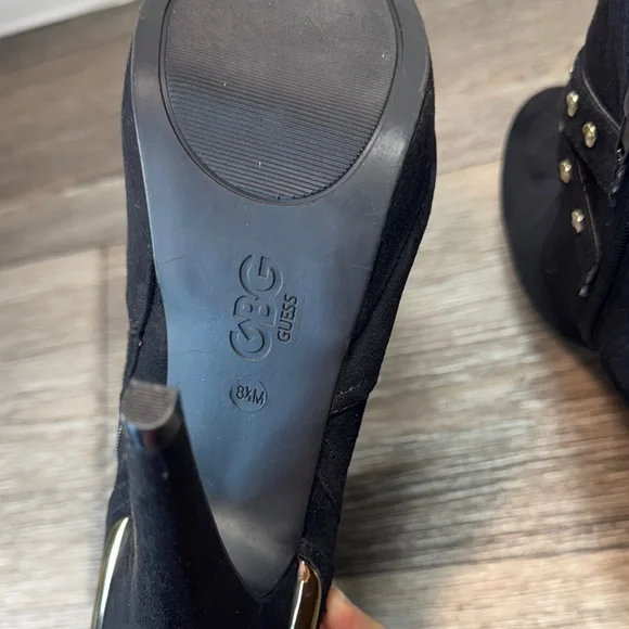 Guess Black Heeled Boots with Studded Straps woman’s 8.5 (j82) - Picture 8 of 10